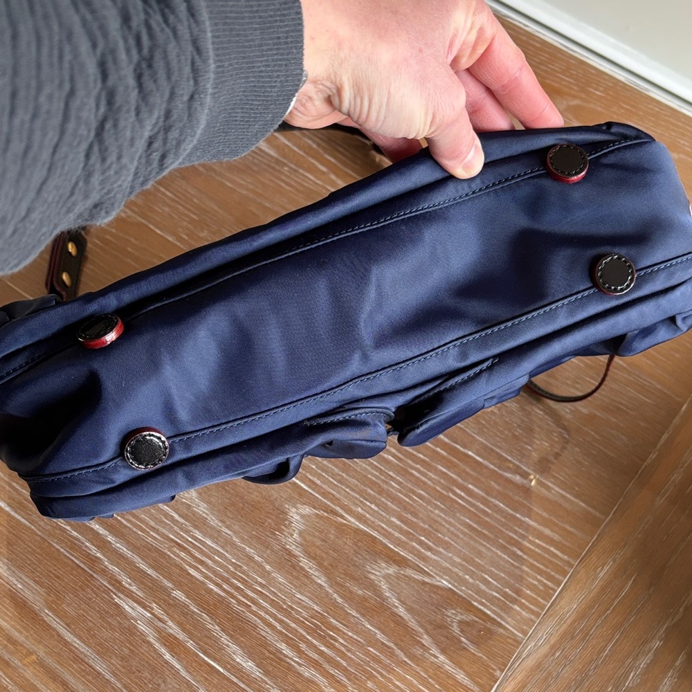 MZ Wallace Navy Ruched Front Shoulder Bag with Gold Hardware - Picture 5 of 6